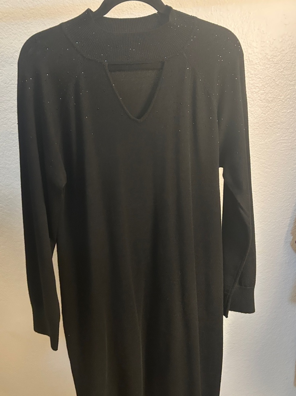 Cable & Gauge Black Long Sleeve Keyhole Sweater Dress